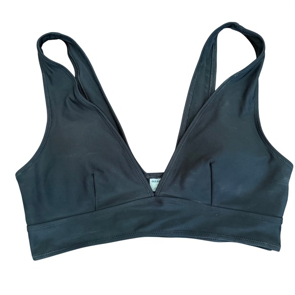 Old Navy Other - Old Navy Black Plunge‎ Bikini Top Womens Large V-Neck Wide Strap Swim Top L